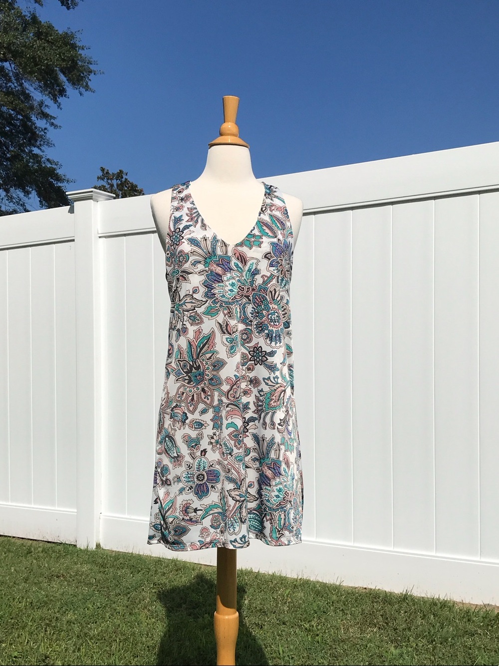 Beach Break Beach Racer Back Midi Dress or Coverup in Floral Print Size Small